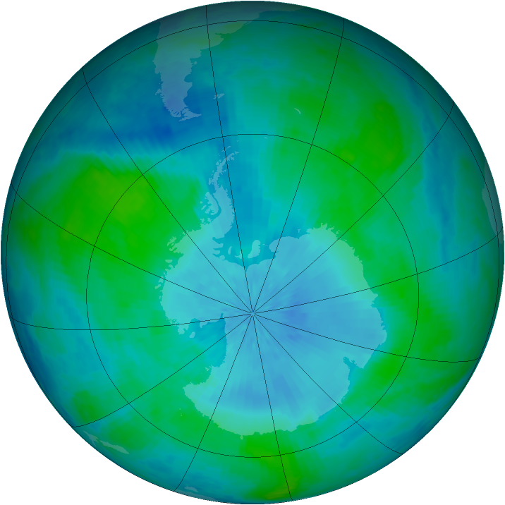 Antarctic ozone map for 19 February 2002